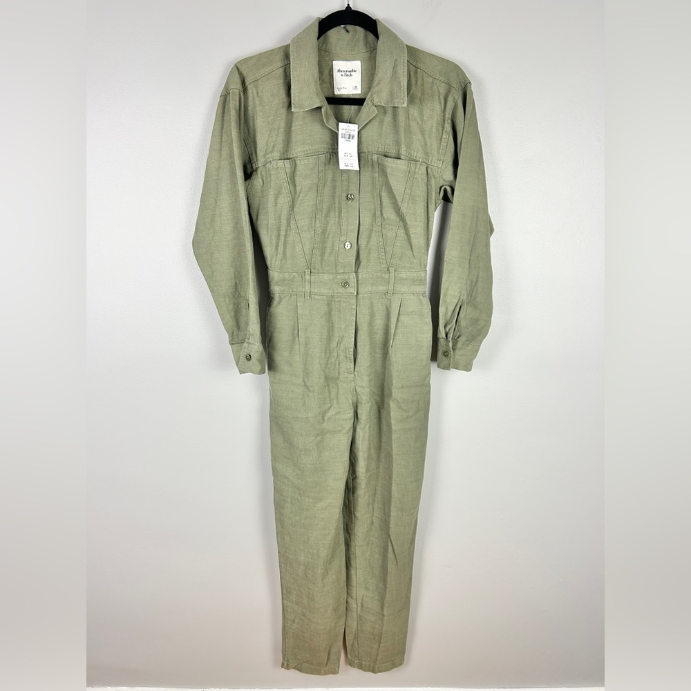 ABERCROMBIE NWT Utility Jumpsuit Green‎ Lyocell Cotton Size XS Army Olive Casual